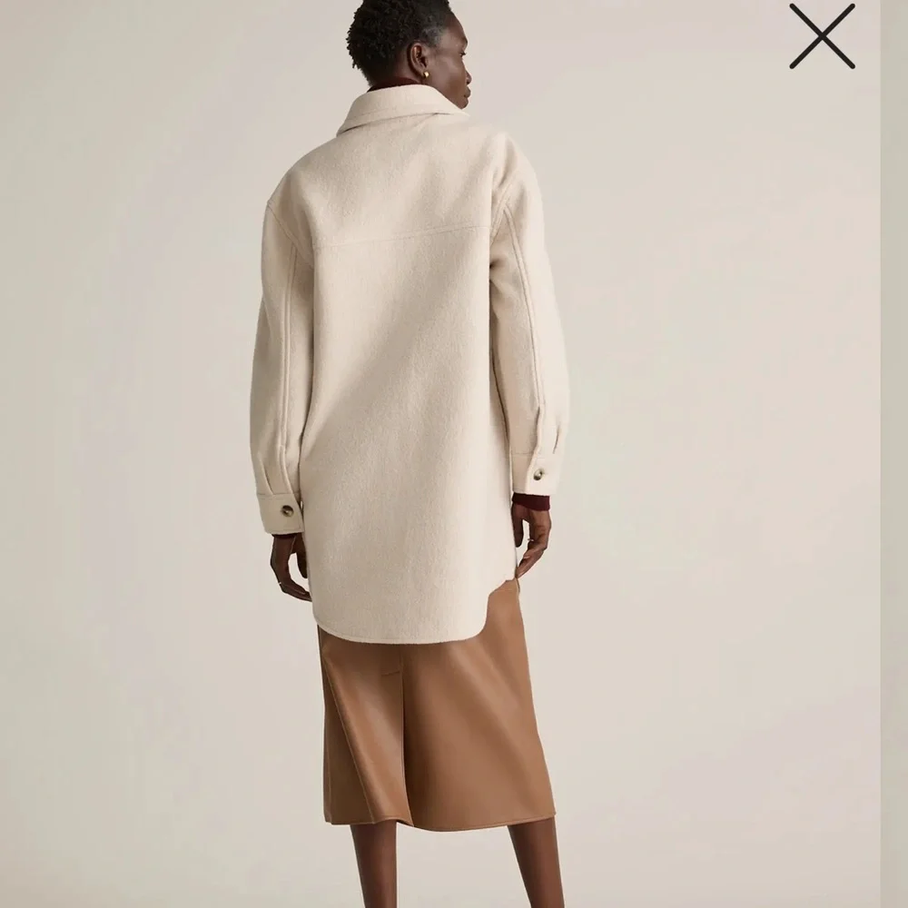 100% merino wool long shirt jacket, cream - Picture 5 of 10